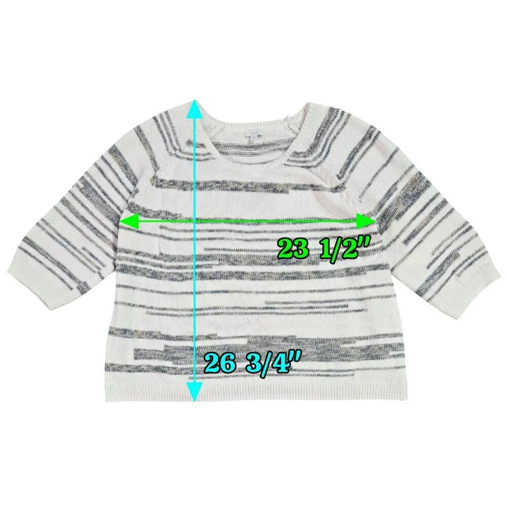 J. Jill Pure Jill Ivory Marled Stripe Raglan Sleeve Scoop Neck Sweater Boho - Picture 3 of 8